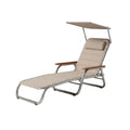 Adjustable Outdoor Reclining Lounge Chair with Canopy and Pillow